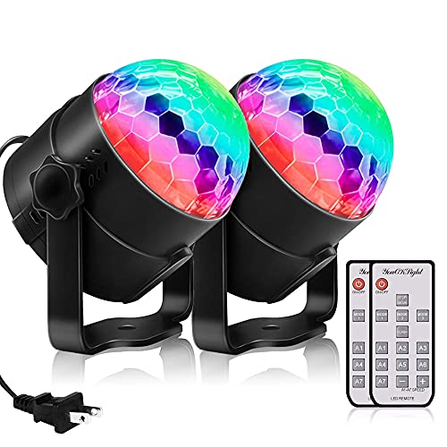 YouOKLight Disco Ball Light, Sound Activated Party Lights with Remote Control, RGB 7 Modes Disco Lights, Party Lights dj Disco Lights for Home Parties Bar Karaoke Xmas Wedding Show Club, 2 Pack