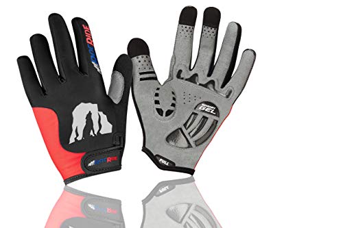 RocRide Cycling Gloves with Gel Padded Protection. Road and Mountain Biking. Full Finger with Screen Compatible Tips Men, Women and Children Sizes