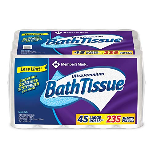 Product of Member’s Mark Ultra Premium Bath Tissue, 2-Ply Large Roll (235 Sheets, 45 Rolls) – Toilet Paper [Bulk Savings]