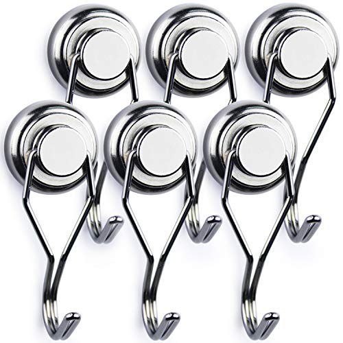 Swivel Swing Magnetic Hooks,Strong Heavy Duty Neodymium Magnet Hooks – Great for Your Refrigerator and Other Magnetic Surfaces – Pack of 6