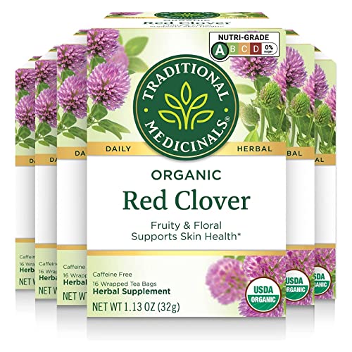 Traditional Medicinals Organic Red Clover Herbal Tea, 16 Count (Pack of 6) – Packaging May Vary