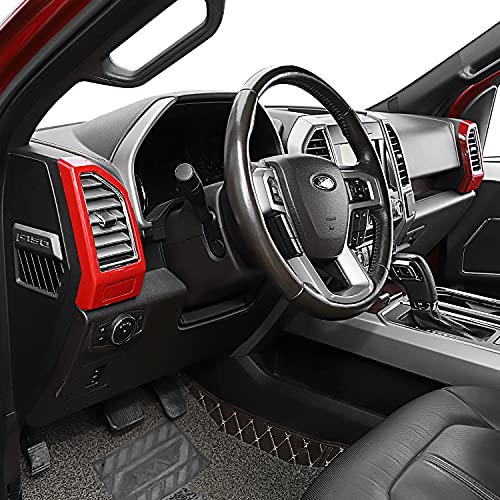 Voodonala Dashboard Side Air Vent Panel Cover Antiscratches Panel Cover for Ford F150 2015-2020(Red,2Pcs/Set)