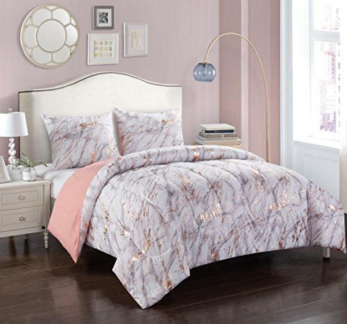 pop shop Marble Comforter Set, Full/Queen, Rose Gold