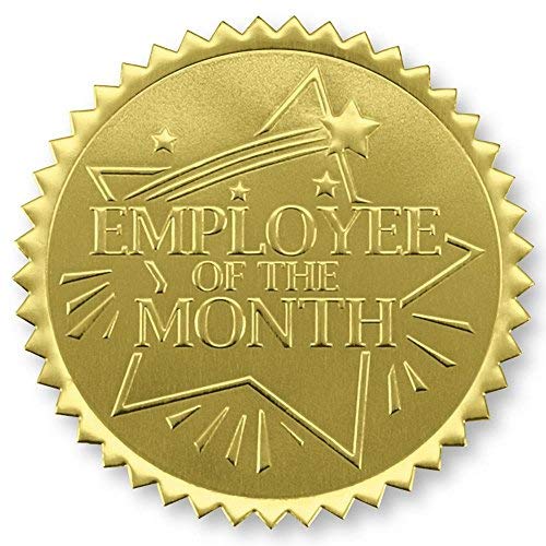 PaperDirect Employee of The Month Embossed Gold Certificate Seals, 102 Pack