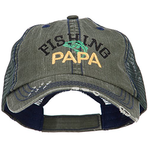 Fishing Papa Embroidered Low Profile Cotton Mesh Cap – Green OSFM
