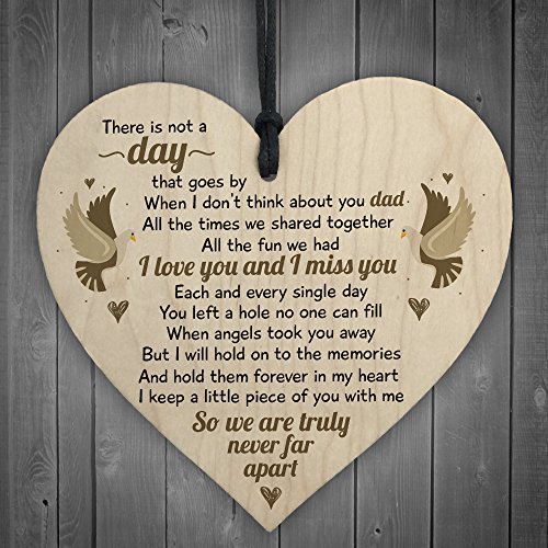 XLD Store I Miss You Home Grave Garden Memorial Wooden Heart in Memory Dad Rememberance Plaque Gifts