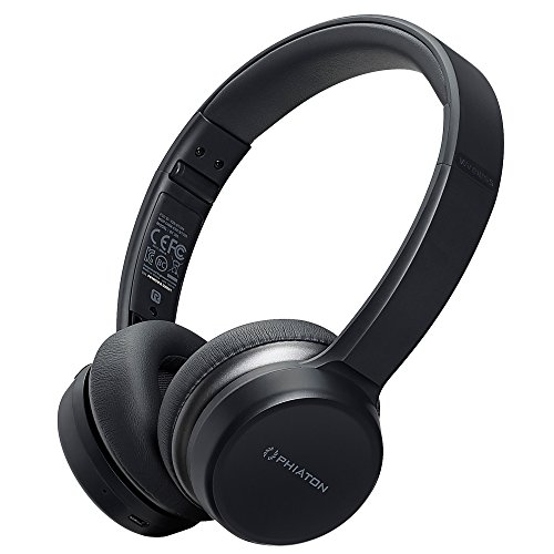 Phiaton BT 390 on Ear Hi-Fi Stereo Wireless Bluetooth Headphones, Foldable, Noise Isolation, EverPlay-X Wireless Headset, 30 Hours Play Time, with Deep Bass Stereo and Mic, Black