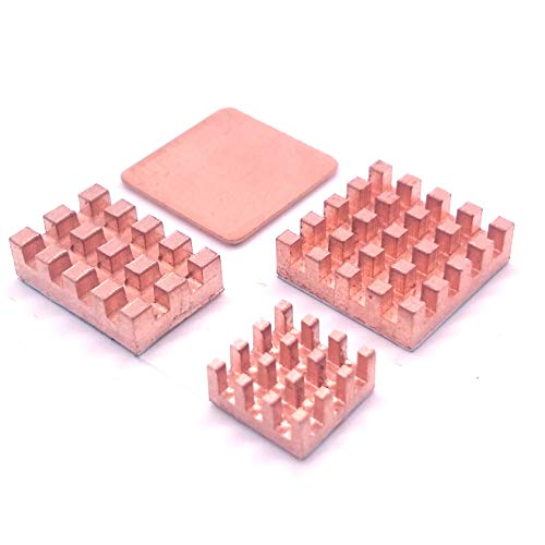 Easycargo Raspberry Pi 4 Heatsink Copper Kit + 3M 8810 Thermal Conductive Adhesive Tape, Raspberry Pi Copper Heatsink for Cooling Raspberry Pi 4 B, Raspberry Pi 3 B+ (Copper 4pcs)