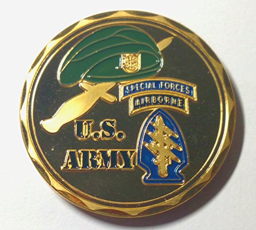 Green Beret Special Forces Airborne Liber Engraveable Military Colorized Challenge Art Coin