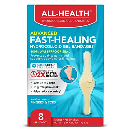 All Health Advanced Fast Healing Hydrocolloid Gel Bandages, Fingers & Toes, 8 ct | 2X Faster Healing for First Aid Blisters or Wound Care