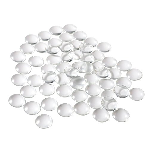 HAUTOCO 60 Pieces Glass Dome Cabochons Clear Round Cabochons Tiles, Non-calibrated Round 1 inch/25mm for Cameo Pendants Photo Jewelry Necklaces
