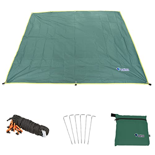 Azarxis Ground Cloth for Tent Tarp Footprint Camping Backpacking Floor Saver Groundsheet Waterproof Sand Free Picnic Hiking with Stakes Rope Carry Bag (Green, L – 7.87×7.22ft)