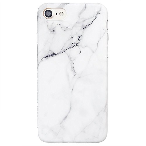 iPhone 8 Case, iPhone 7 Case, iPhone SE Case, White & Grey Marble Pattern Design, Slim Fit Clear Bumper Soft TPU Full-Body Protective Cover Case for iPhone SE 2022 / SE 2020 / 8 / 7 4.7 (White Marble)