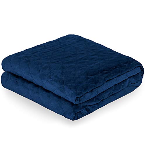 Bare Home Duvet Cover for Weighted Blanket (60″x80″) Comforter Cover Standard Size, Ultra-Soft Minky Removable and Washable, Diamond Pattern (Dark Blue)