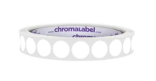 ChromaLabel 0.50 Inch Round Label Permanent Color Code Dot Stickers, 1000 Labels per Roll, White