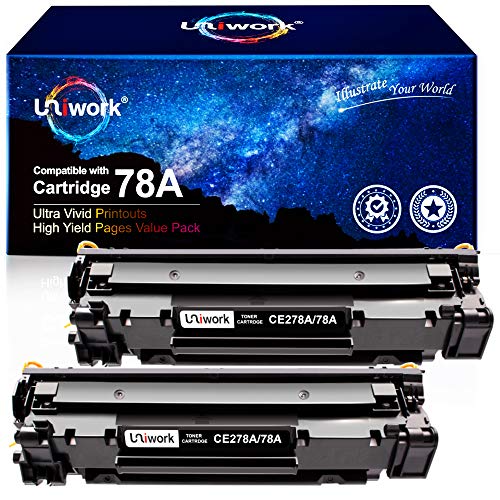 Uniwork Compatible Toner Cartridge Replacement for HP 78A CE278A Compatible with Laserjet Pro P1606dn, M1536dnf, P1566, P1560, P1606, M1536 Printer Tray (2 Black)