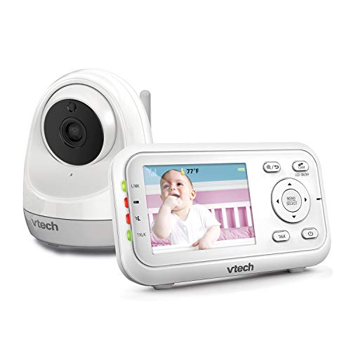 VTech 2.8” Digital Video Baby Monitor with Pan & Tilt 1 Camera, Full Color and Automatic Night Vision, White