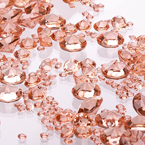 Luxury Rose Gold Diamond Party & Wedding Decorations: Sparkling Acrylic Rhinestone Table Confetti Scatter Gems, Vase Filler & Centerpiece Party Decorations