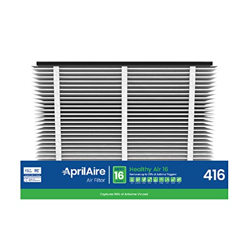 AprilAire 416 Replacement Filter for AprilAire Whole House Air Purifiers – MERV 16, Allergy, Asthma, & Virus, 16x25x4 Air Filter (Pack of 2)