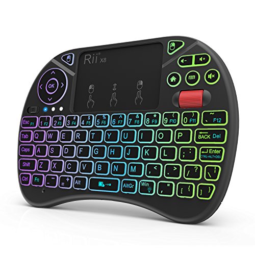 Mini Keyboard,Rii X8 Portable 2.4GHz Mini Wireless Keyboard Controller with Touchpad Mouse Combo,8 Colors RGB Backlit,Rechargeable Li-ion Battery for Google Android TV Box, PS3, PC, Pad,Nvidia Shield