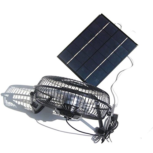 NUZAMAS 5.2W 6V Solar Panel Powered Large 8 Inch Fan for Camping Caravan Yacht Greenhouse Dog House Chicken House Ventilator