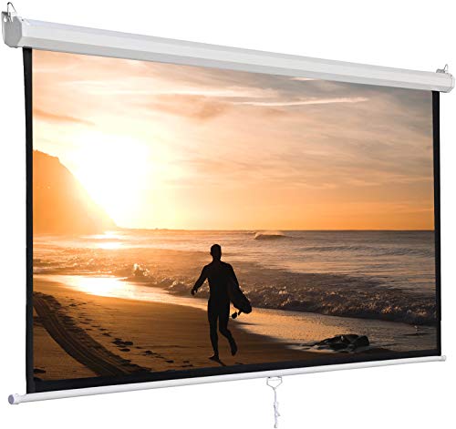 SUPER DEAL 120” Projector Screen Projection Screen Manual Pull Down HD Screen 1:1 Format for Home Cinema Theater Presentation Education Outdoor Indoor Public Display