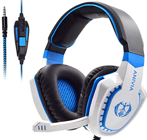 Anivia Computer Over Ear Headphones Wired with Microphone – 3.5mm Stereo Gaming Headset with Bass, Surround Sound, Noise Isolating, Volume Control for Multi-Platforms