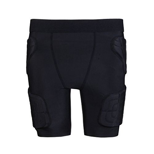 Kids Padded Shorts Protective Underwear Hip Butt Pad Compression Shorts for Football,Basketball,Bike,Soccer,Volleyball,Rugby,Paintball,Cycling,Skate,Snowboard,Ski,Hockey Size YM Black