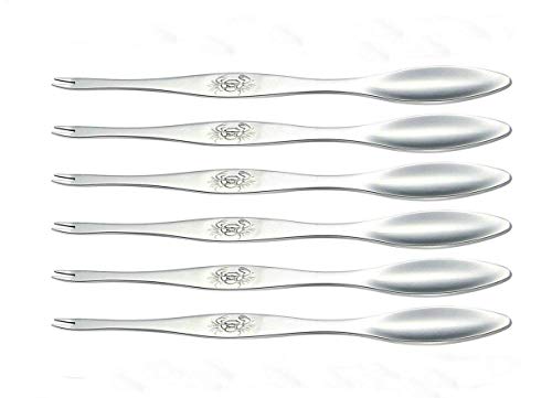 AKOAK 6 Pcs Seafood Tools,Double Headed 304 Stainless Steel Fork and Spoon for Crab and Lobster