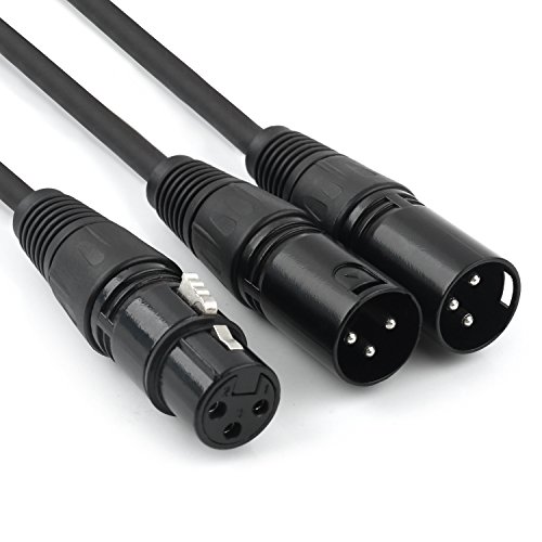 DISINO XLR Splitter Cable, 3 Pin XLR Female to Dual XLR Male Patch Y Cable Balanced Microphone Splitter Cord Audio Adaptor- 1.5 Feet