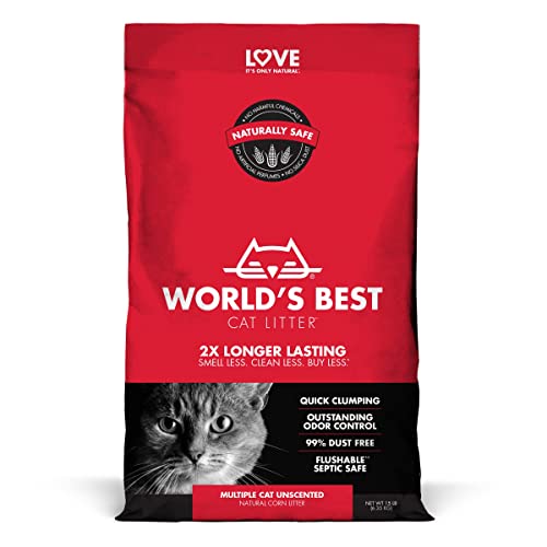 WORLD’S BEST CAT LITTER Multiple Cat Unscented 15 Pounds
