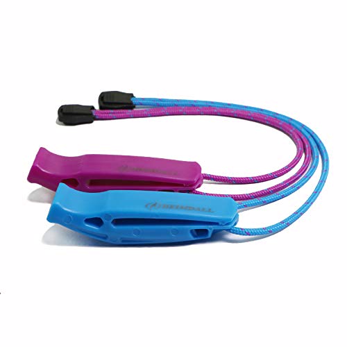 HEIMDALL Emergency Survival Whistle with Lanyard (2 Pack) for Safety Boating Camping Hiking Hunting Rescue Signaling (Blue, Purple).