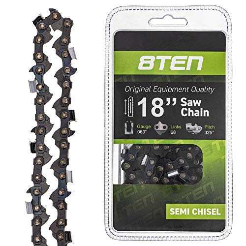 8TEN Chainsaw Chain 18 inch Bar .063 Gauge .325 Pitch 68 Drive Links for Stihl Husqvarna (1 Chain)