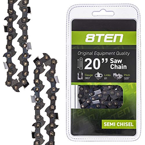 8TEN Chainsaw Chain for Stihl MS290 MS362 MS650 MS271 MS260 039 MS310 MS390 029 20 inch .063 Gauge .325 Pitch 81DL (1 Chain)