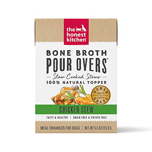 The Honest Kitchen Bone Broth POUR OVERS™ Wet Toppers for Dogs(Chicken strew) 5.5 oz (Pack of 12)
