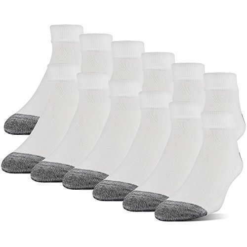 Gildan Men’s Polyester Half Cushion Low Cut Socks, 12-pack