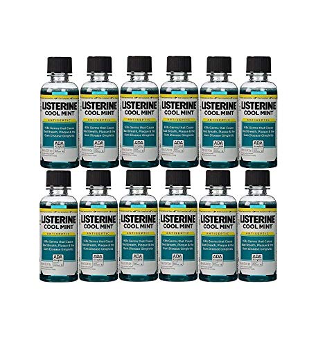 Listerine Cool Mint Antiseptic Mouthwash for Bad Breath, Travel Size 3.2 oz – Pack of 12