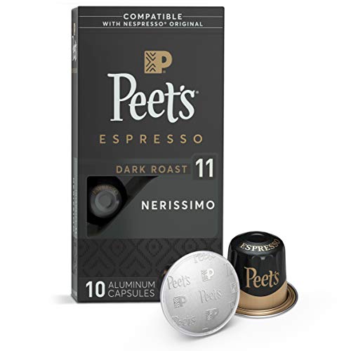 Peet’s Coffee, Dark Roast Espresso Pods Compatible with Nespresso Original Machine, Nerissimo Intensity 11, 10 Count (1 Box of 10 Espresso Capsules)