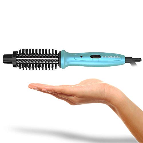 Mini Curling Iron PHOEBE Hair Brush for Travel, 3/4 Inch Dual Voltage Ceramic Tourmaline Ionic Hot Curler Brush with Traveling Bag for Europe, Professional Heated Brush Styler for Short Hair