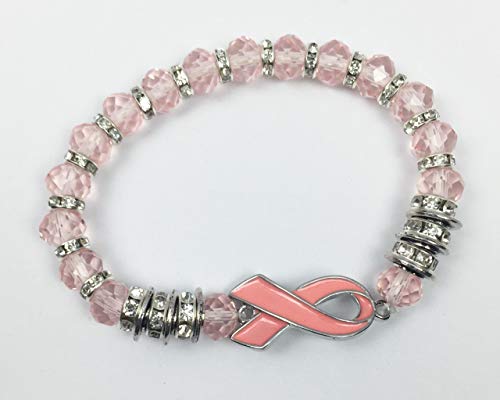 Cause Breast Cancer Warrior/Prevention/Awareness Survivor Campaign Pink Ribbon Pink Ribbon Crystal Beaded Bracelet Shipped from USA