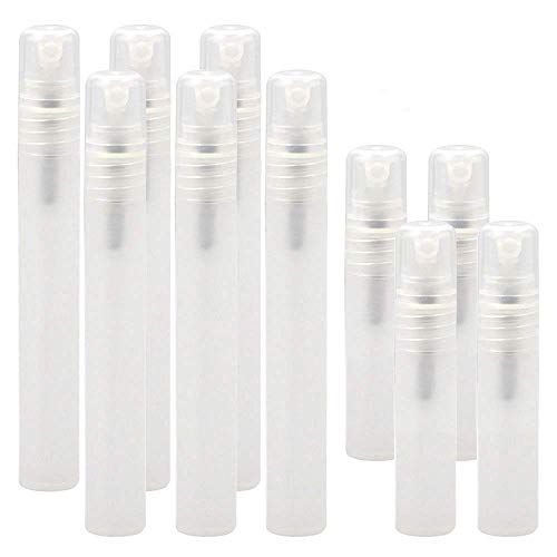 Linwnil 10ml 0.34 oz Frosted Plastic Tube Empty Refillable Perfume Bottles Spray for Travel and Gift,Mini Portable pen (10ml*6pcs,5ml*4pcs)