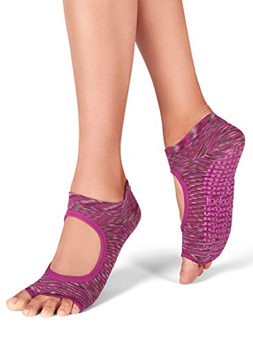 Tucketts Allegro Toeless Non-Slip Grip Socks – Anti Skid Yoga, Barre, Pilates, Home & Leisure, Pedicure – S/M – 1 pair Fusion Orchid