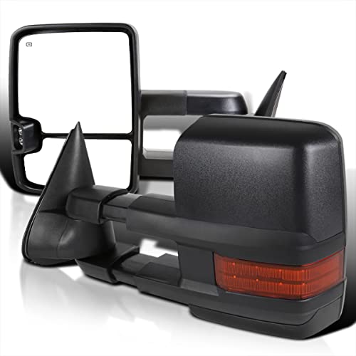 Spec-D Tuning Led Amber Signal Power + Heated Towing Side Mirrors Compatible with GMC C/K 1988-1998, 92-99 Yukon Suburban