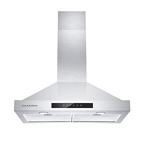 CIARRA Wall Mount Range Hood 30 inch Ducted Convertible Ductless Range Hood Vent for Kitchen in Stainless Steel CAS75308