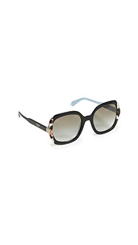 Prada Heritage PR 16US KHR0A7 Black Azure Spotted Brown Plastic Square Sunglasses Grey Gradient Lens
