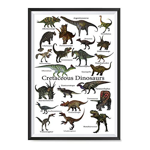 EzPosterPrints – Dinosaurs Worlds Dinosaurs Families Posters – Poster Printing – Wall Art Print for School, Kids room,Home Office Decor – Cretaceous Dinosaurs – 24X36 inches