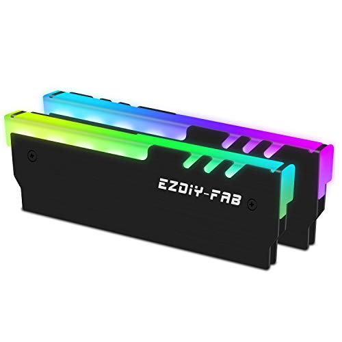 EZDIY-FAB ARGB DDR Memory RAM Cooler,RGB DDR Heatsink(Compatible with ASUS Aura Sync,GIGABYTE RGB Fusion, MSI Mystic Light) Black-2 Pack