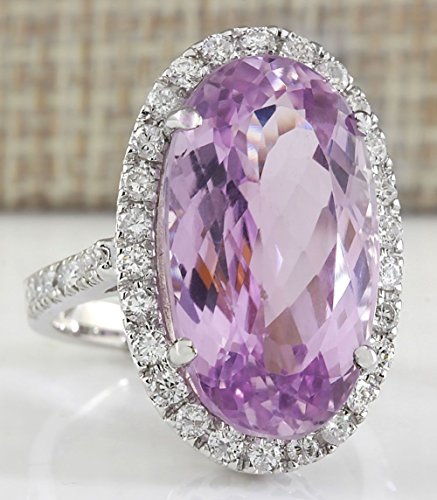 lertchai Women Fashion 925 Silver Oval Cut Pink Kunzite Ring Wedding Jewelry Size 6-10 (8)