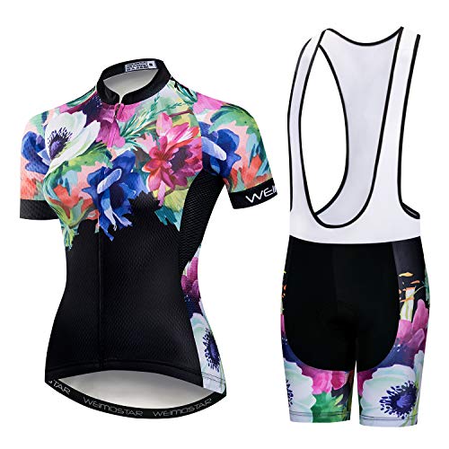 Womens Cycling Jersey Sets Sports Breathable Padded Cycling Clothing Cycling Wear Summer Black Pink