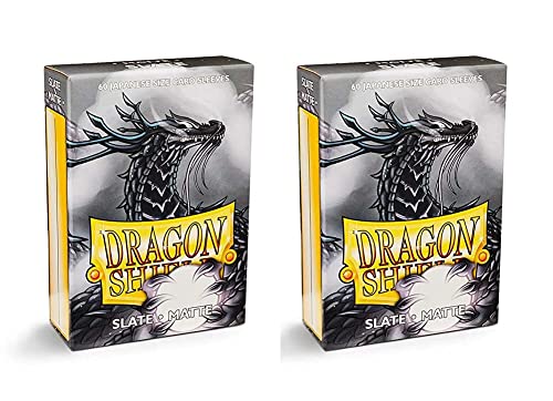 Dragon Shield Bundle: 2 Packs of 60 Count Japanese Size Mini Matte Card Sleeves – Matte Slate
